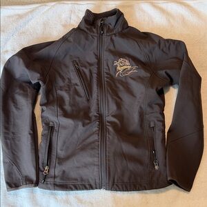 Port Authority Brown Softshell Jacket with Embroidered horse Logo